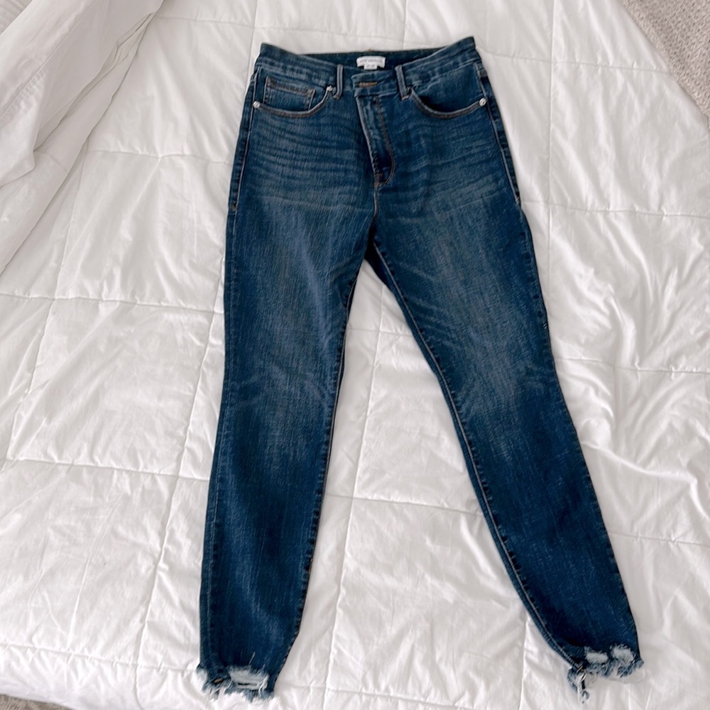 Good American - Good Legs Chewed Hem - Size 14 / 32 Medium to Dark Wash